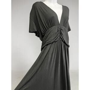 Earthbound Trading Co Black Plunging V-Neck Maxi Dress NWT Goddess